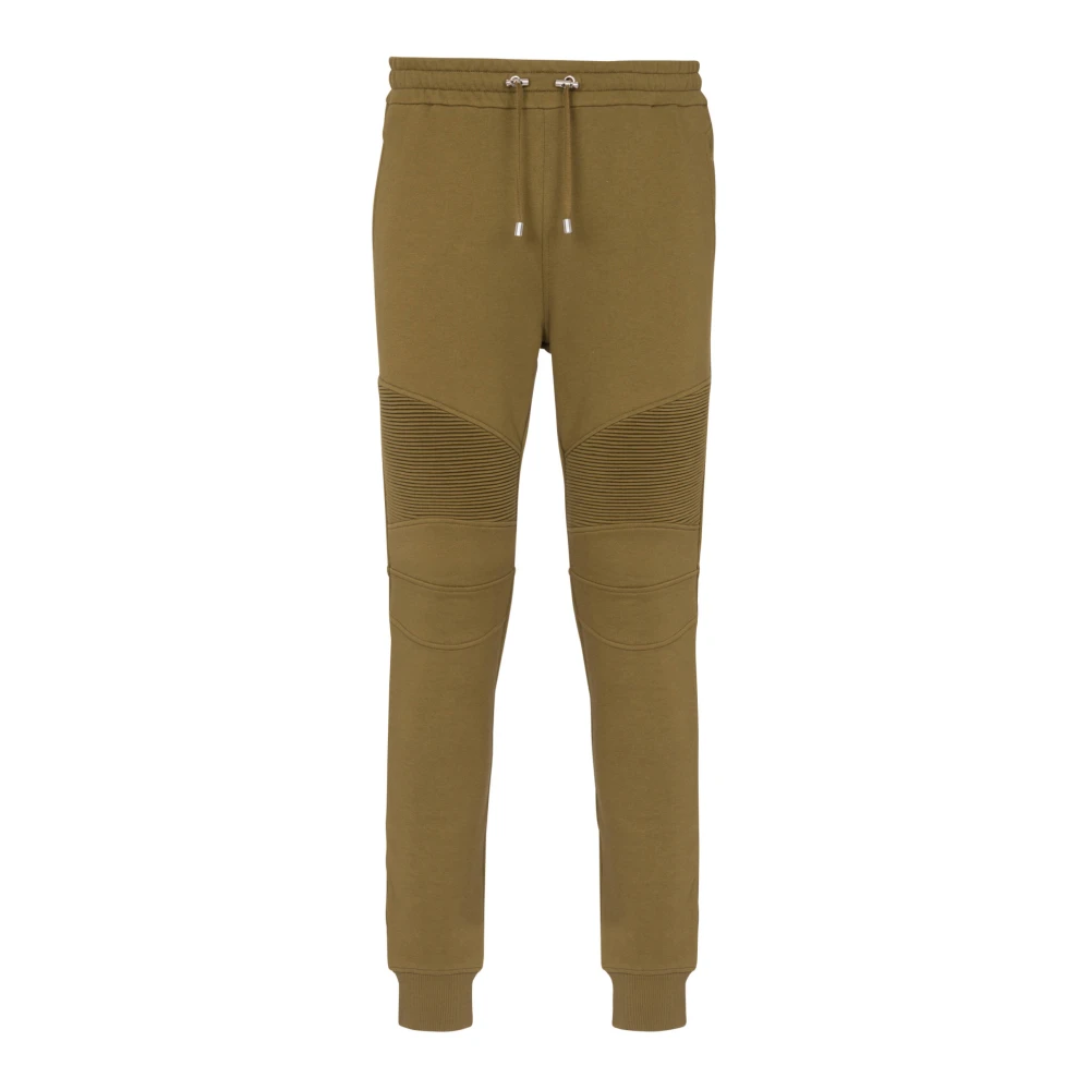 Balmain Logo tryckta bomulls joggingbyxor Green, Herr