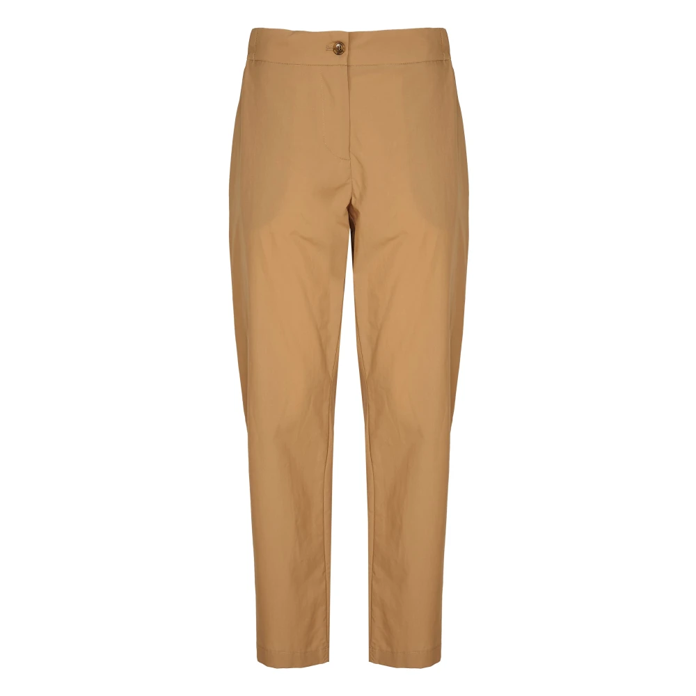 Beige Bomull Poplin Bukser med Lommer