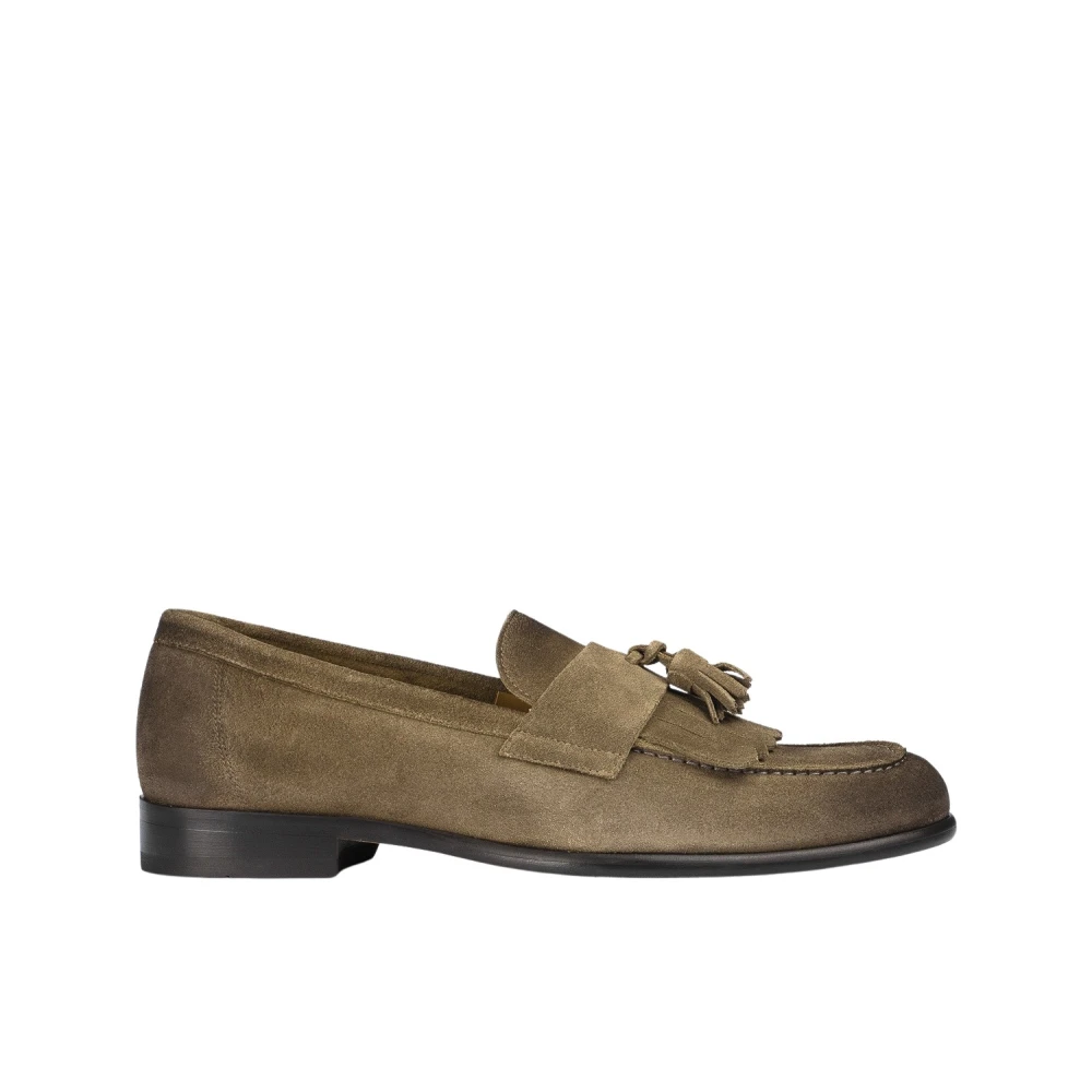 Doucal's Men's Brown Suede Loafer With Tassels And Fringe