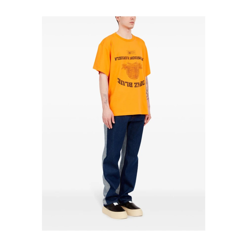 MM6 Maison Margiela Orange Topaz Blue Jersey T-shirt van katoen Orange Heren