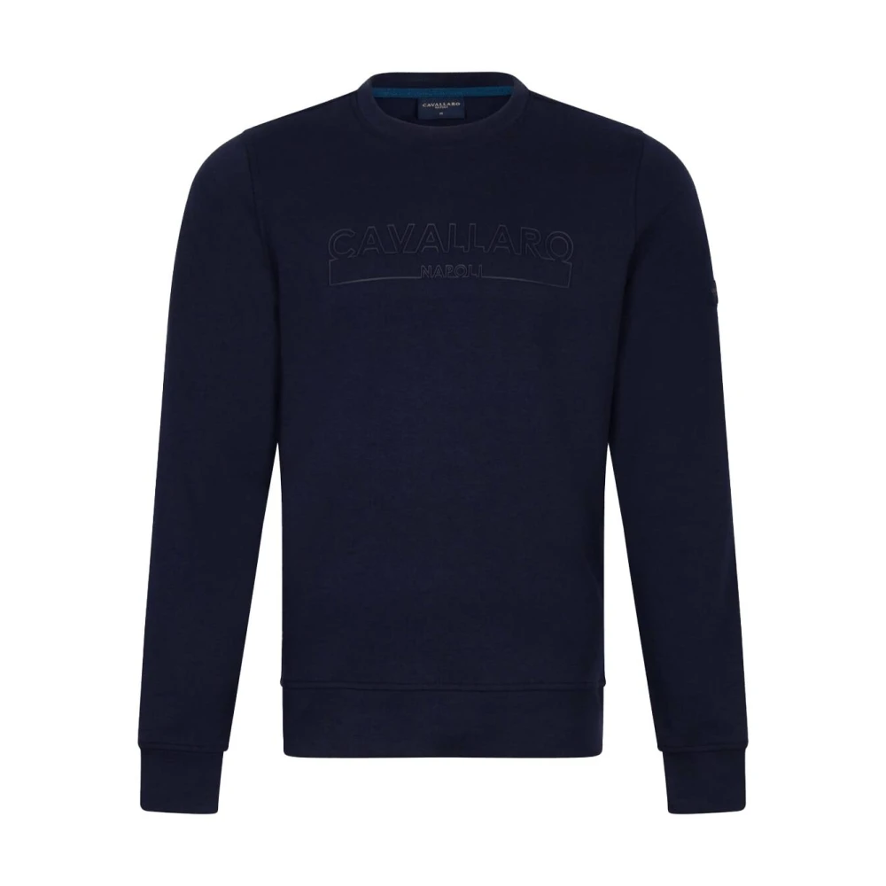 Cavallaro Stijlvolle R Neck Sweatshirt Blue Heren