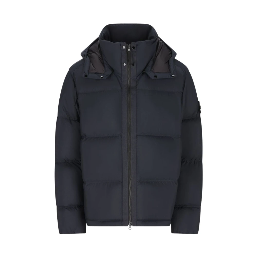 Stone Island Blue Winter Jackets, Male, Xl, Padded Jacket With Anti-Drop And Wind Resistance