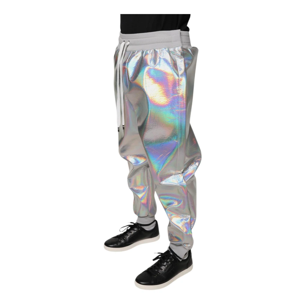 Dolce & Gabbana Iridescent Logo Jogger Sweatpants Gray Heren