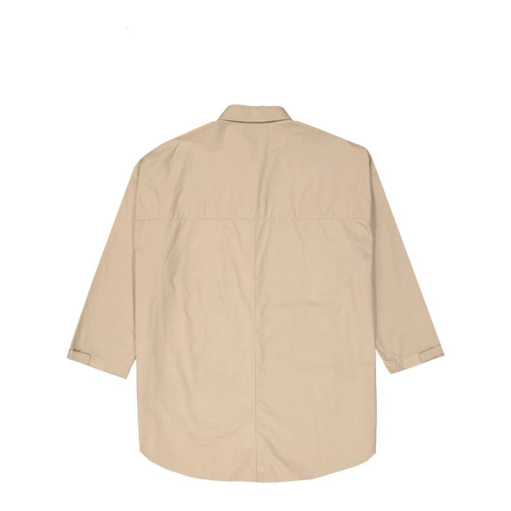 Ambush Katoenen overhemd met voorlogo detail Beige Heren