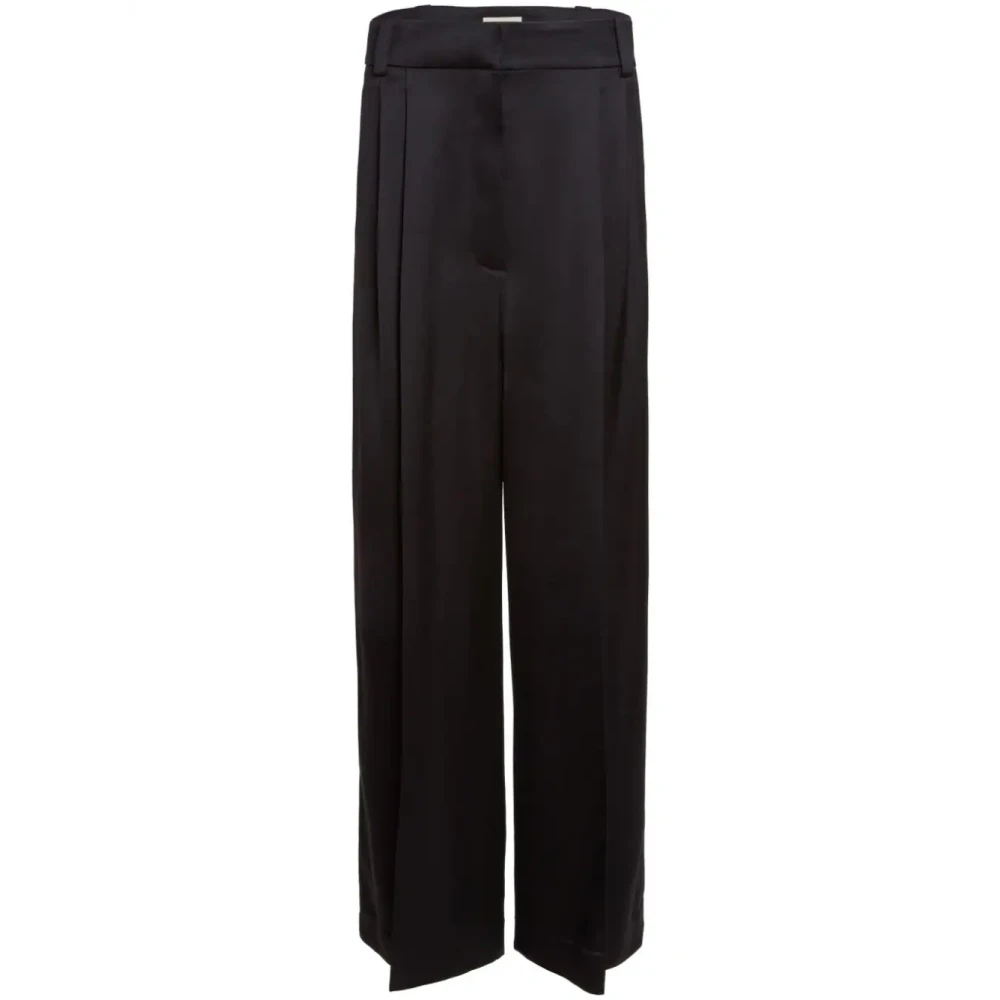 Khaite Black Pleated Wide Trousers - Female - Wide Trousers - 2XS - Trousers
