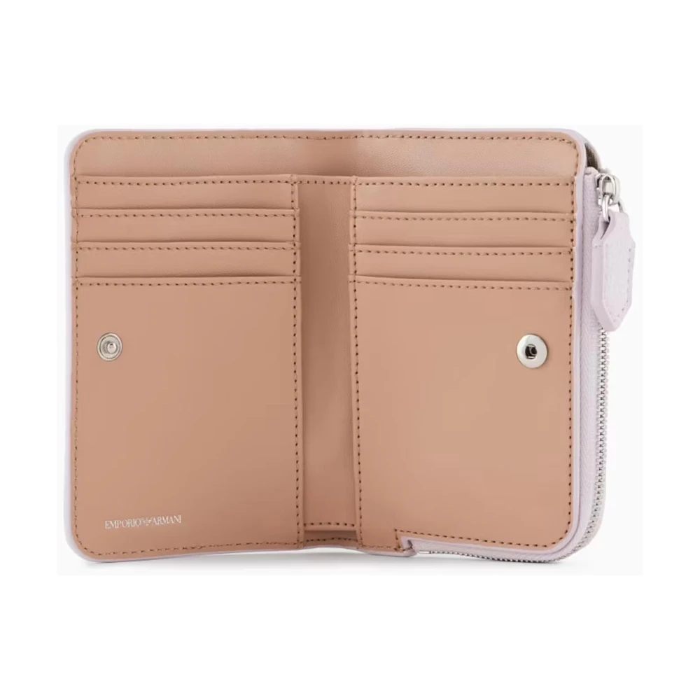Emporio Armani Leren Portemonnee met Logoprint Pink Dames
