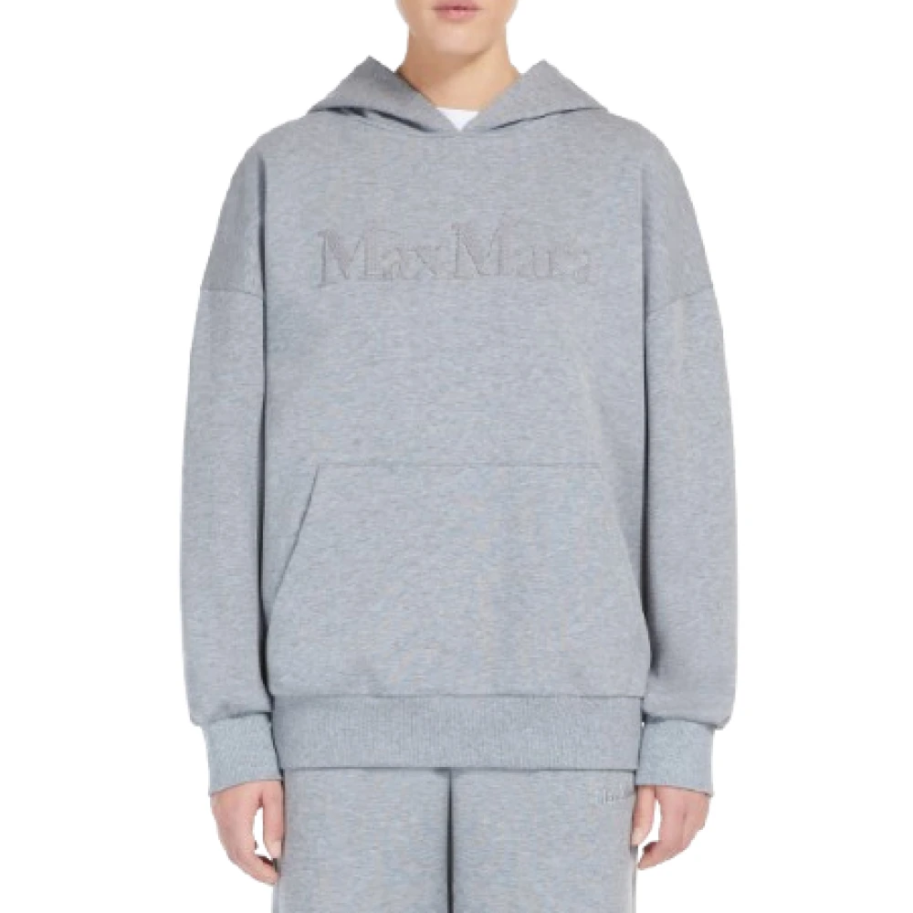 Max Mara Grijze Gehaakte Hoodie Trui Oversized Gray Dames