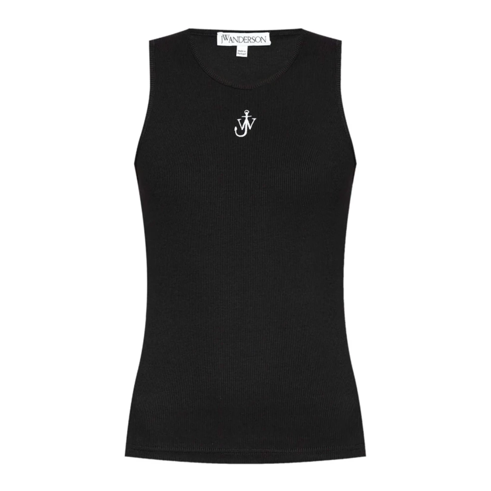 JW Anderson Zwart Geborduurd Anker Logo Tanktop Black Dames