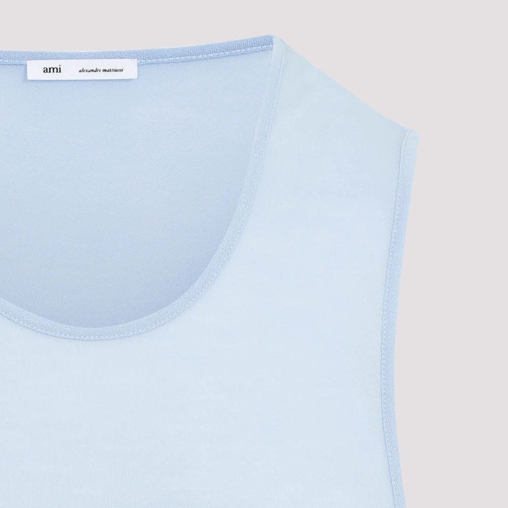 Ami Paris Lyocell Tank Top in Cashmere Blue Heren