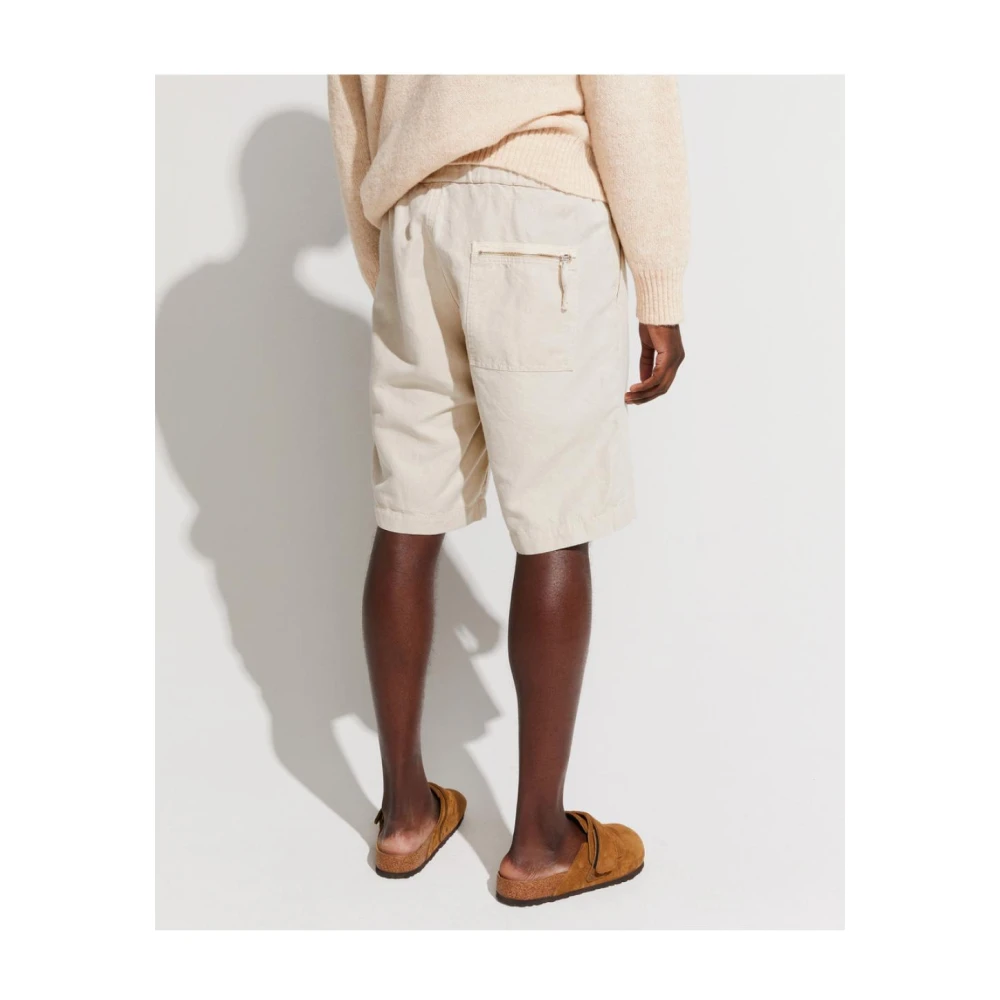 Elvine Linnen shorts comfortabele pasvorm biologisch katoen Beige Heren