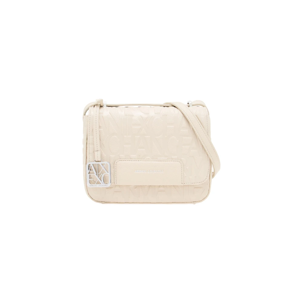 Armani Exchange Women's Beige Quilted Messenger Bag With Ax Charm