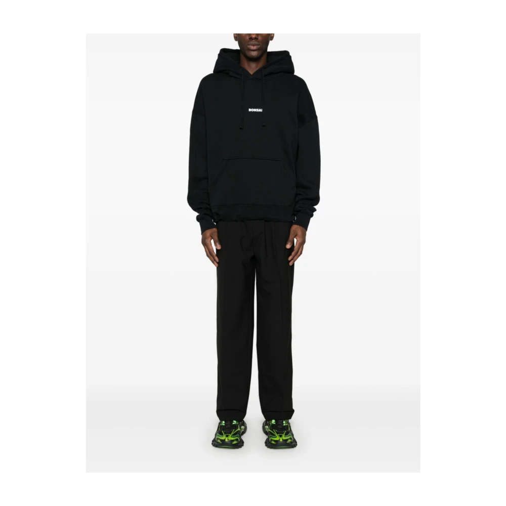 Bonsai Zwarte Logo Print Hoodie Sweater Black Heren
