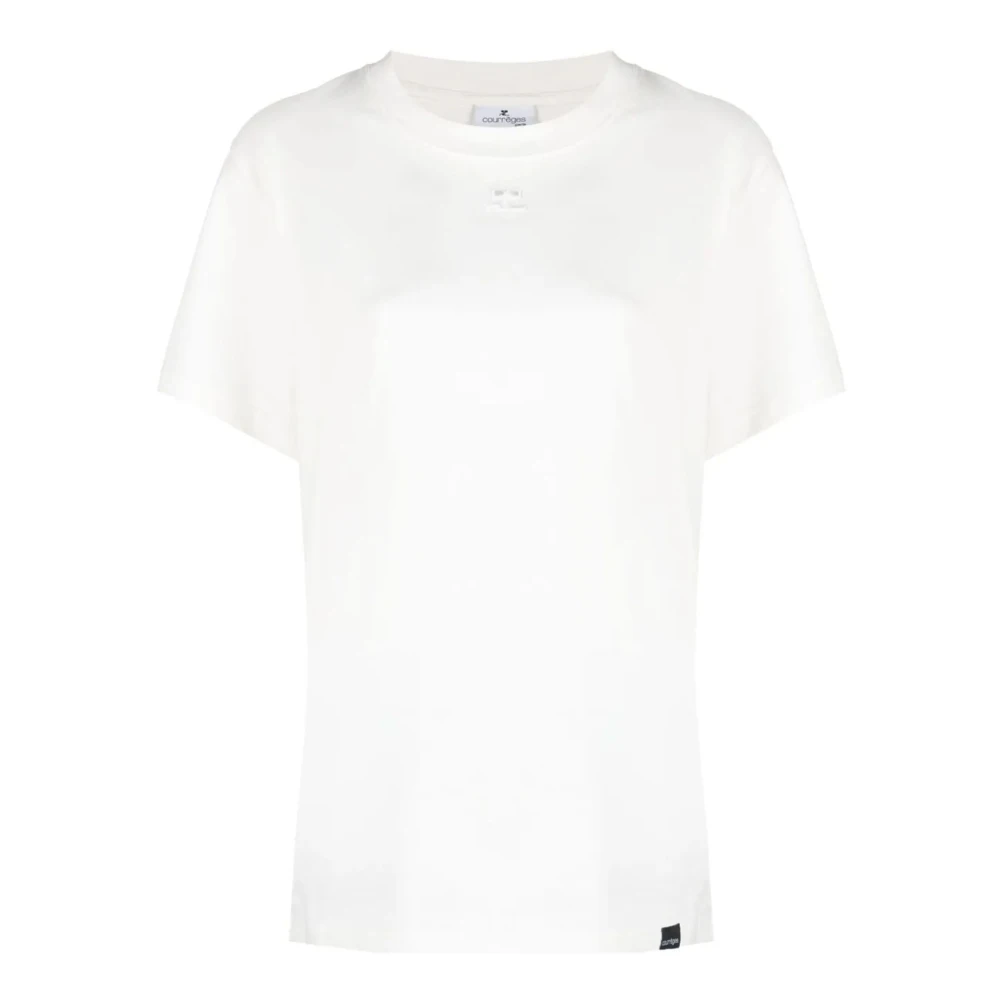 Courrèges Witte Katoenen T-shirt met Logo White Heren