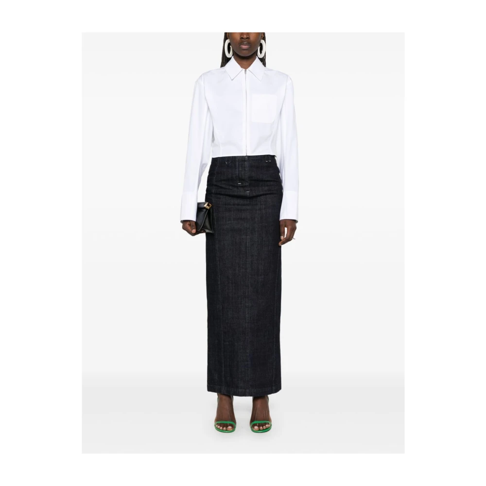 Jacquemus Navy Blue Knoopsluiting Rok Blue Dames