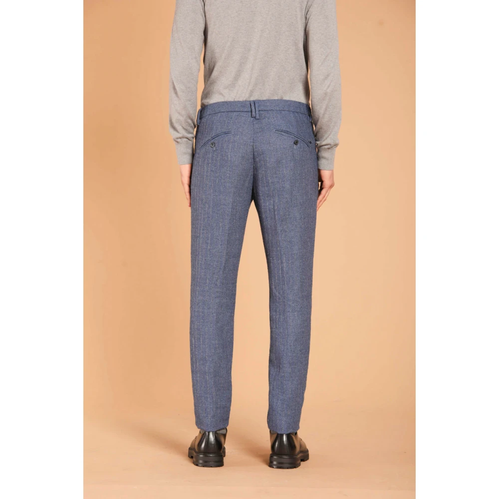 Mason's Gestreepte Carrot Fit Flanellen Chino Broek Blue Heren