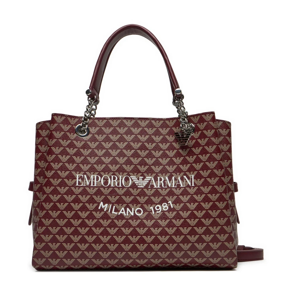 Emporio Armani Logo Print Afneembare Schoudertas Brown Dames