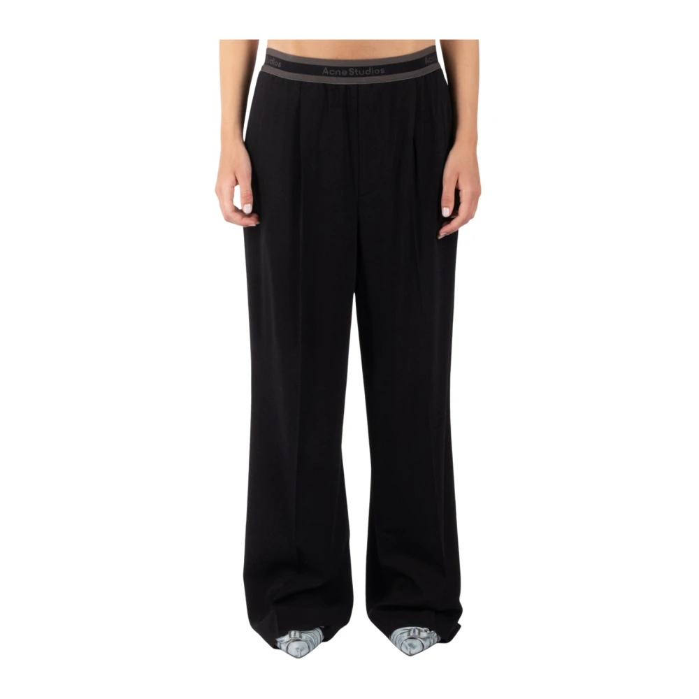 Acne Studios Zwarte wollen broek Ak0826 Black Dames