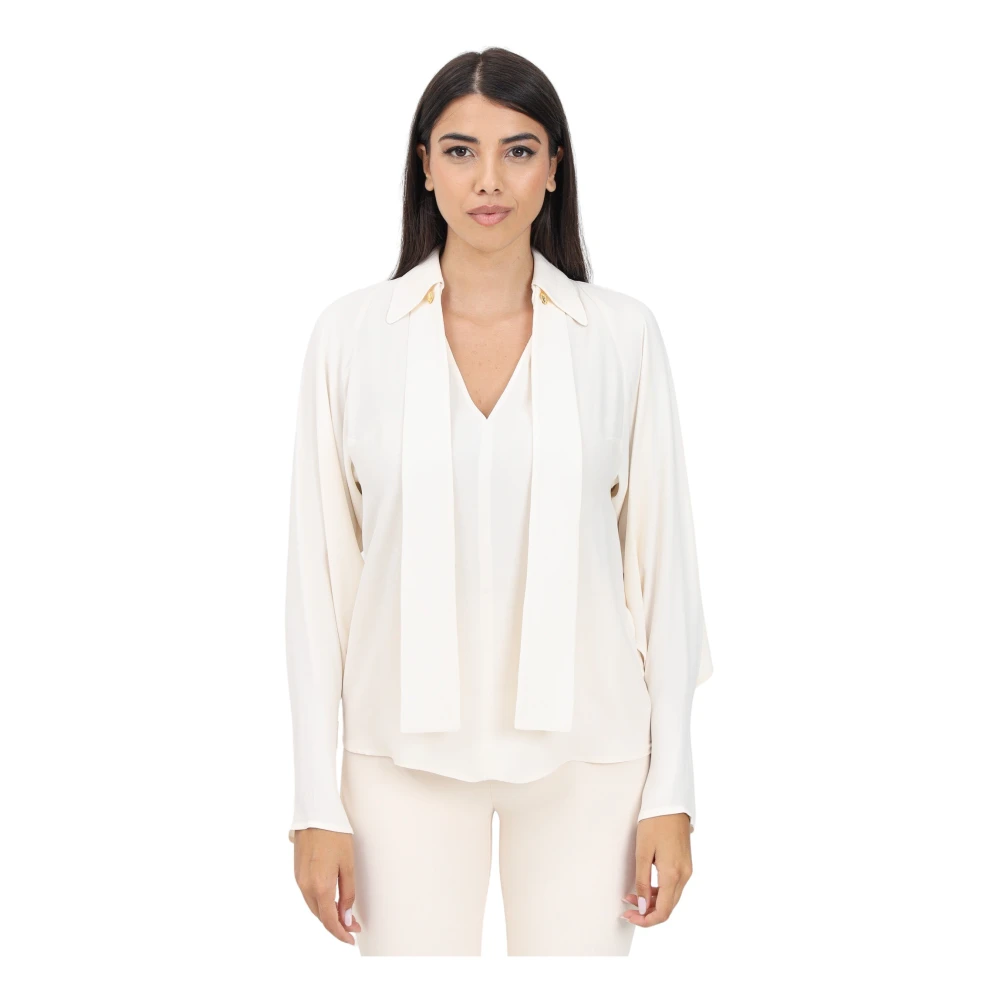 Elisabetta Franchi Elegante Witte Blouse met Sjaal White Dames