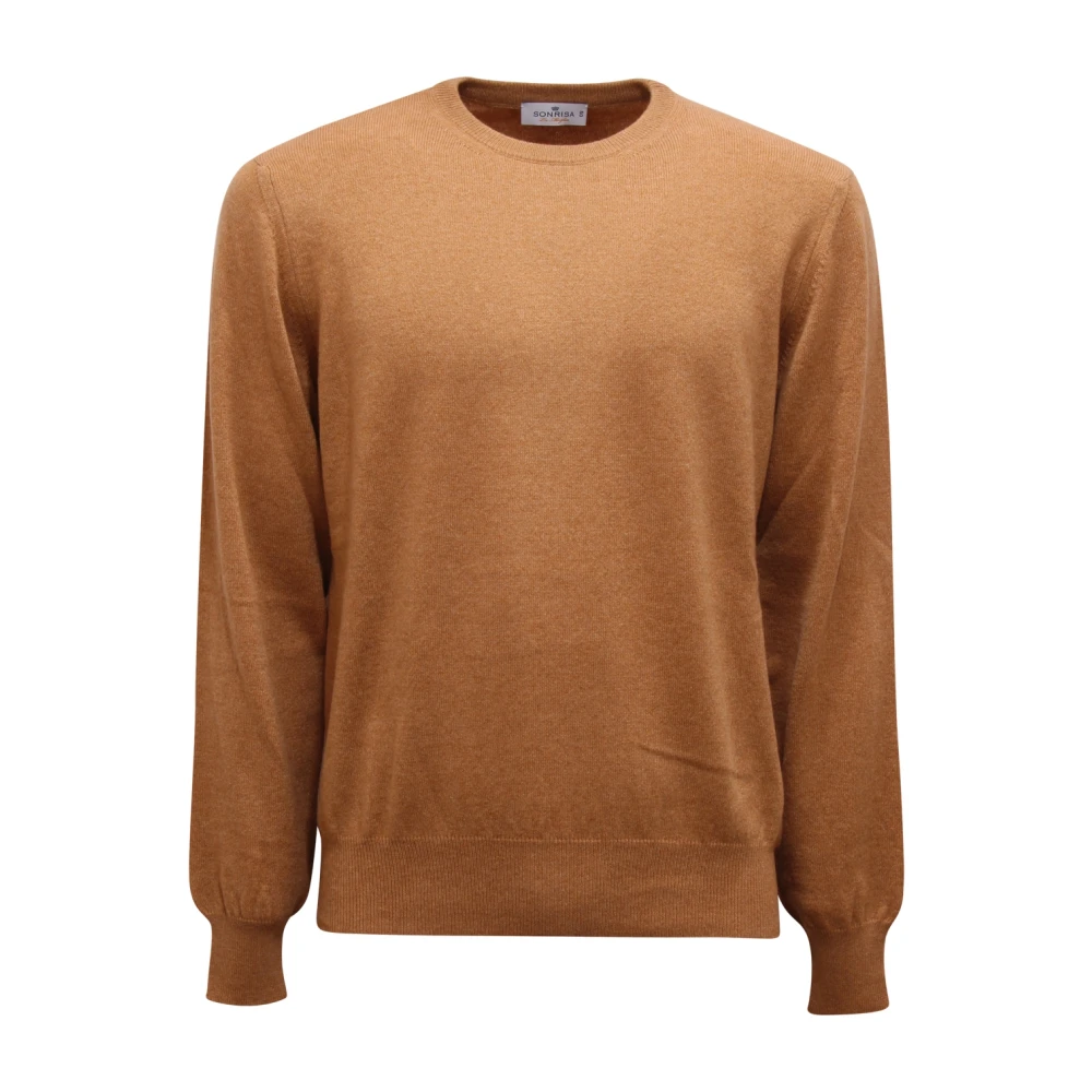 Sonrisa Beige Cashmere Knitwear, Male, L, Round-Neck Cashmere Jumper
