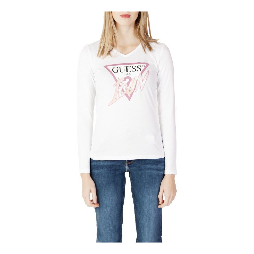 Camiseta Blanca Estampada para Mujer Guess Manga larga Miinto