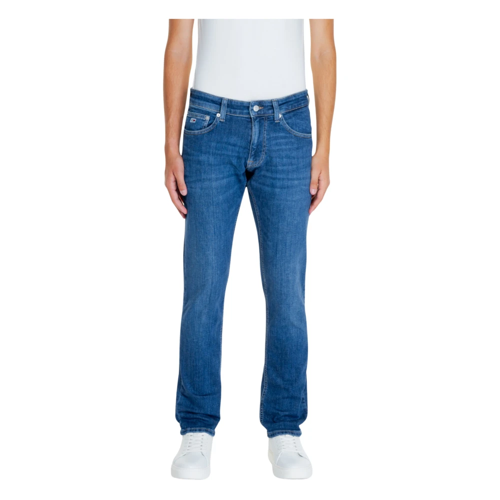 Tommy Hilfiger Blauwe Effen Heren Jeans Rits Knoop Blue Heren