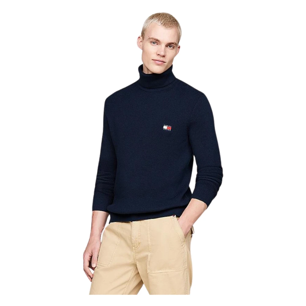 Tommy Hilfiger Blauwe Geribbelde Coltrui Trui Blue Heren