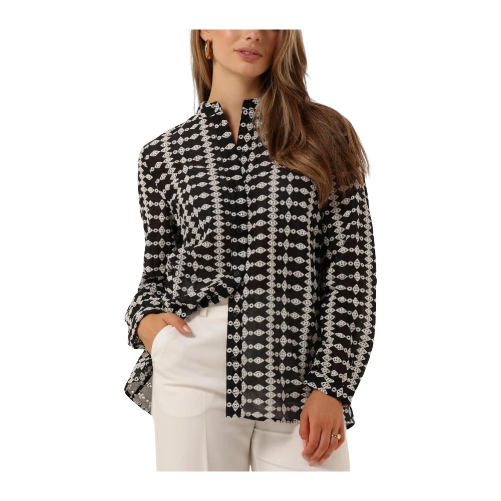 Modström Zwarte blouse met borduursels Black Dames
