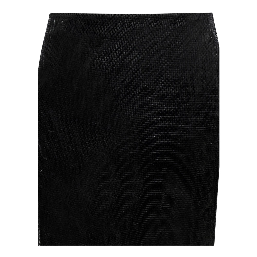 alexander mcqueen Zwarte zijden rok met centrale split Black Dames