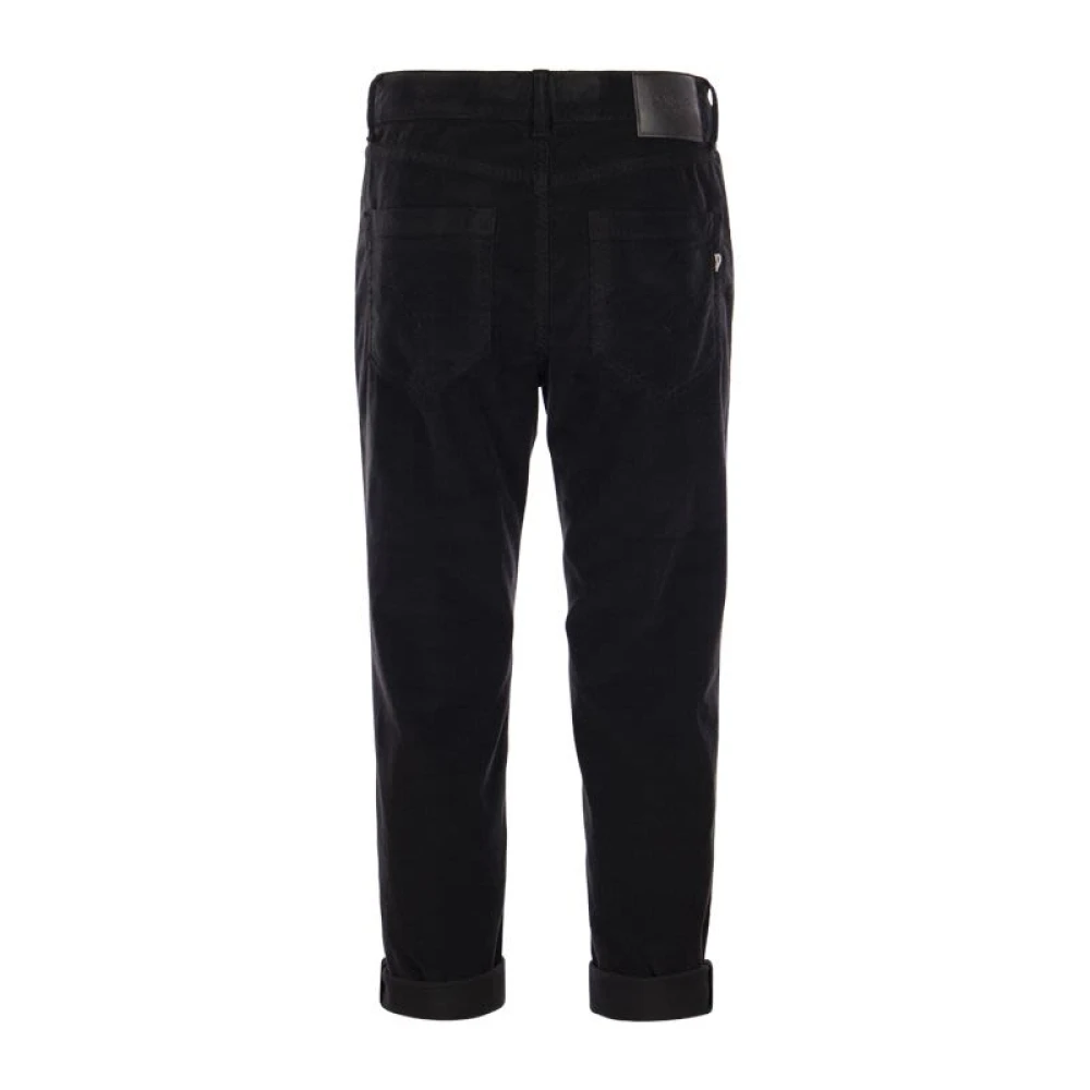 Dondup Koons Gestreepte fluwelen broek met juwelen knopen Black Dames
