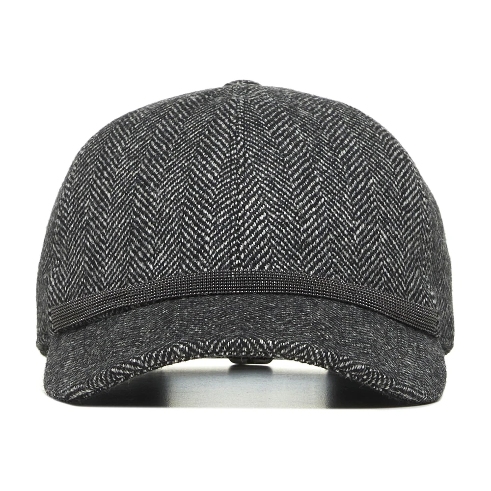 BRUNELLO CUCINELLI Chevron Baseball Cap Anthracite Gray Dames