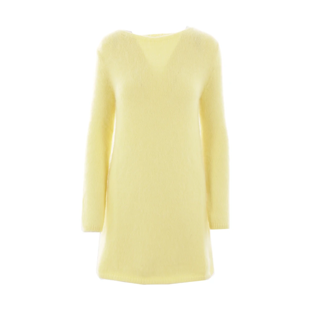 Blumarine Hart Uitgesneden Gebreide Jurk Yellow Dames