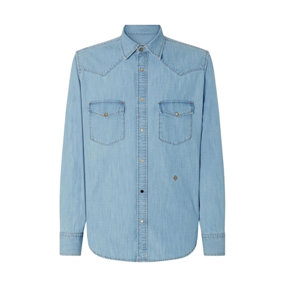 Jacob Cohën Men's Blue Denim Shirts, L, Premium Denim Western Shirt