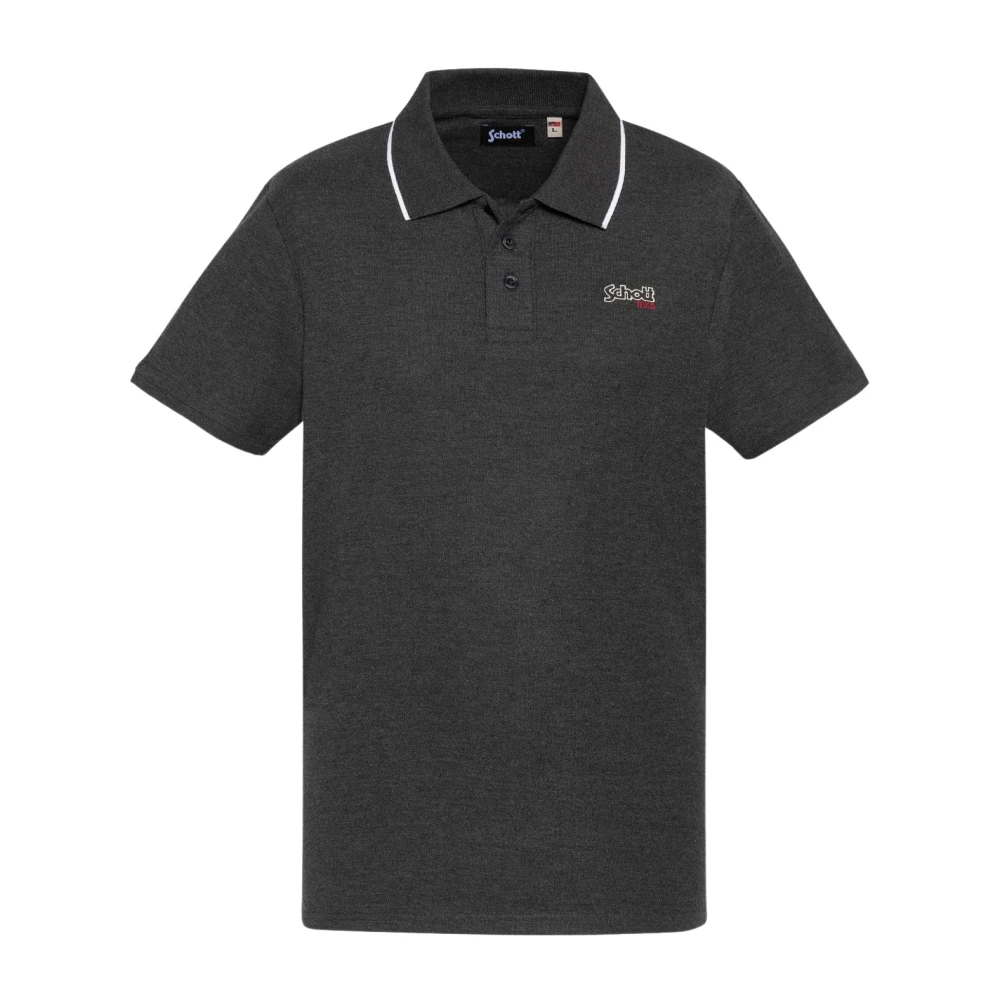 Schott NYC Katoenen poloshirt met korte mouwen Gray Heren
