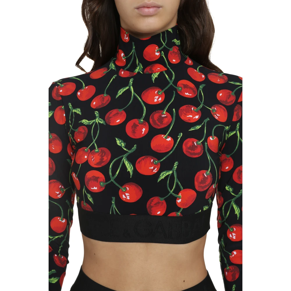 Dolce & Gabbana Crop Top met Kersenprint Multicolor Dames