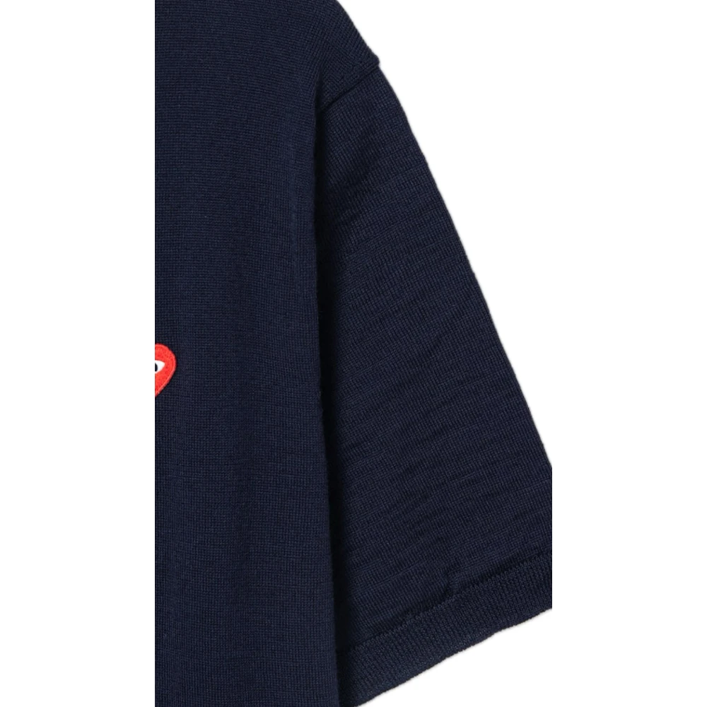 Comme des Garçons Play Geborduurde Hart Korte Mouw Vest Blue Heren