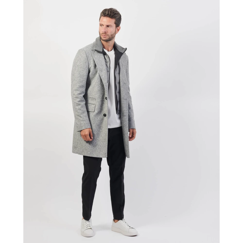 Hugo Boss Grijze Wollen Blend Visgraatjas Gray Heren