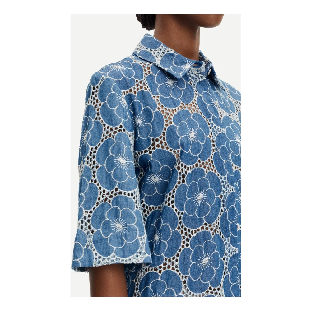 Samsøe Bloemenprint Midi Jurk Blue Dames