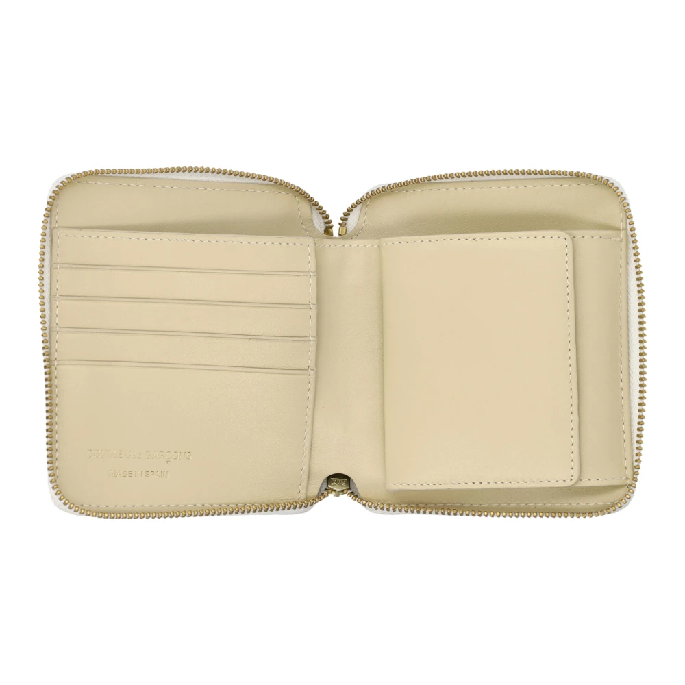 Comme des Garçons Elegante Ecru Verticale Rits Portemonnee Beige Unisex