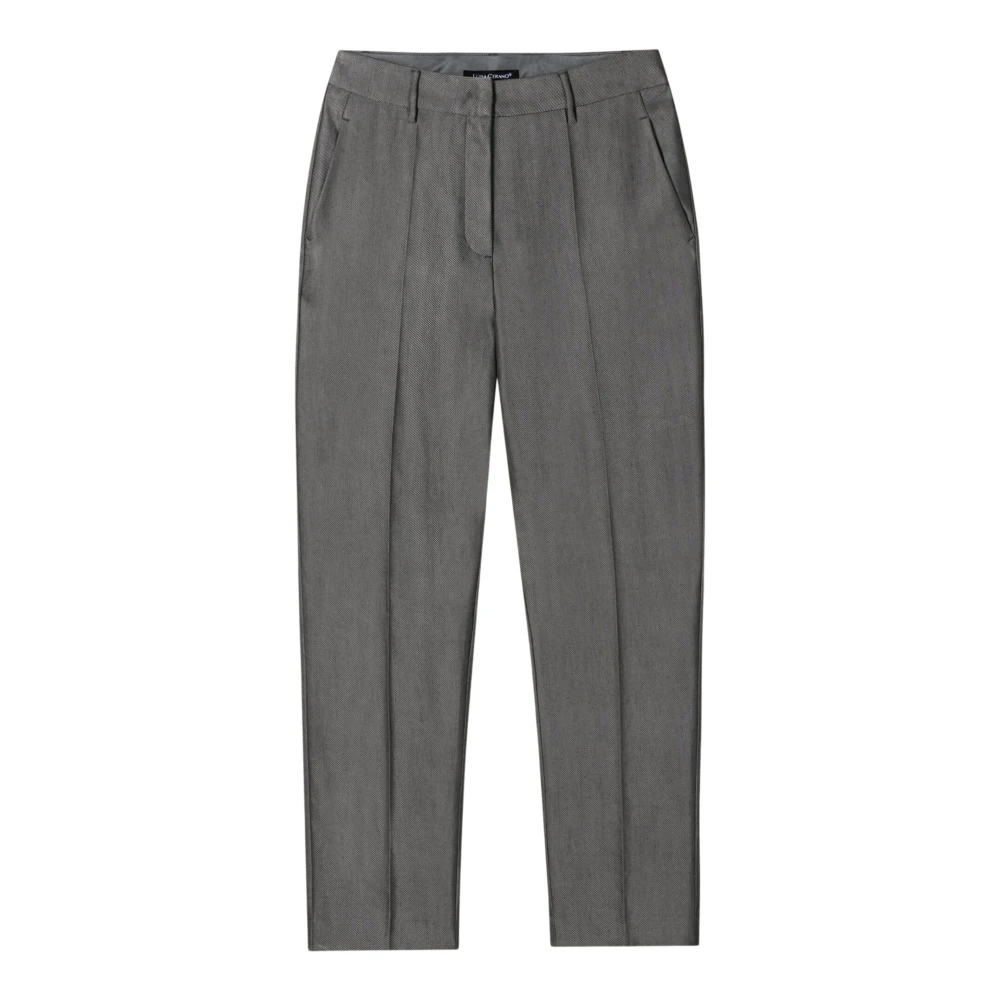 Luisa Cerano Women's Gray Grey Slim Tailored Trousers - Cropped Trousers - L - Trousers