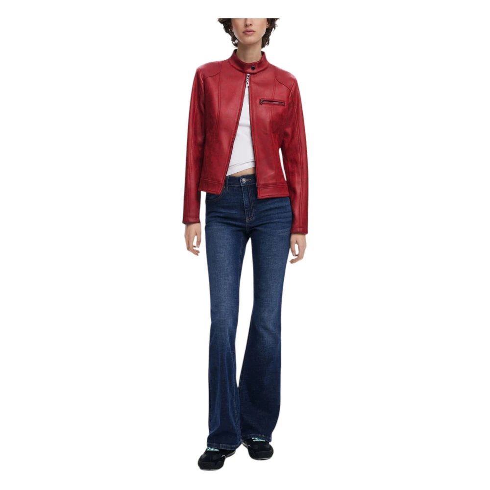 Desigual Rode Rits Blazer Lente Zomer Vrouwen Red Dames