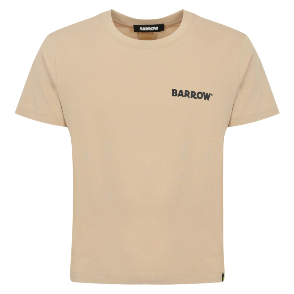 Barrow Zand Katoenen T-shirt met Logo Print Beige Heren