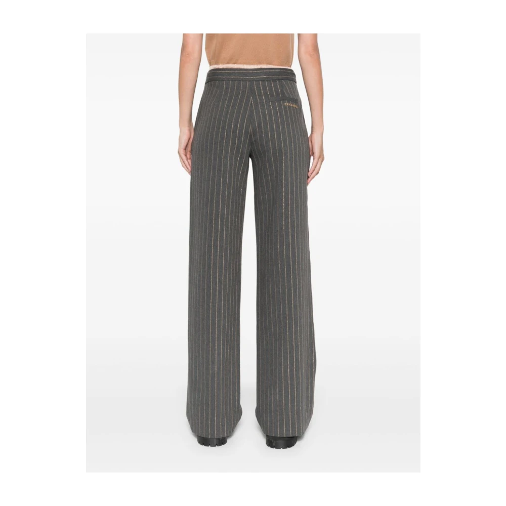 Ermanno Scervino Gestreepte Broek Antraciet Kameel Gray Dames