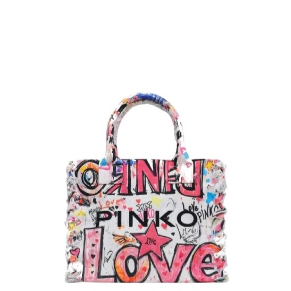 Pinko Women's Multicolor Shopping Bags, One Size, Beach Shopper Canvas Bag