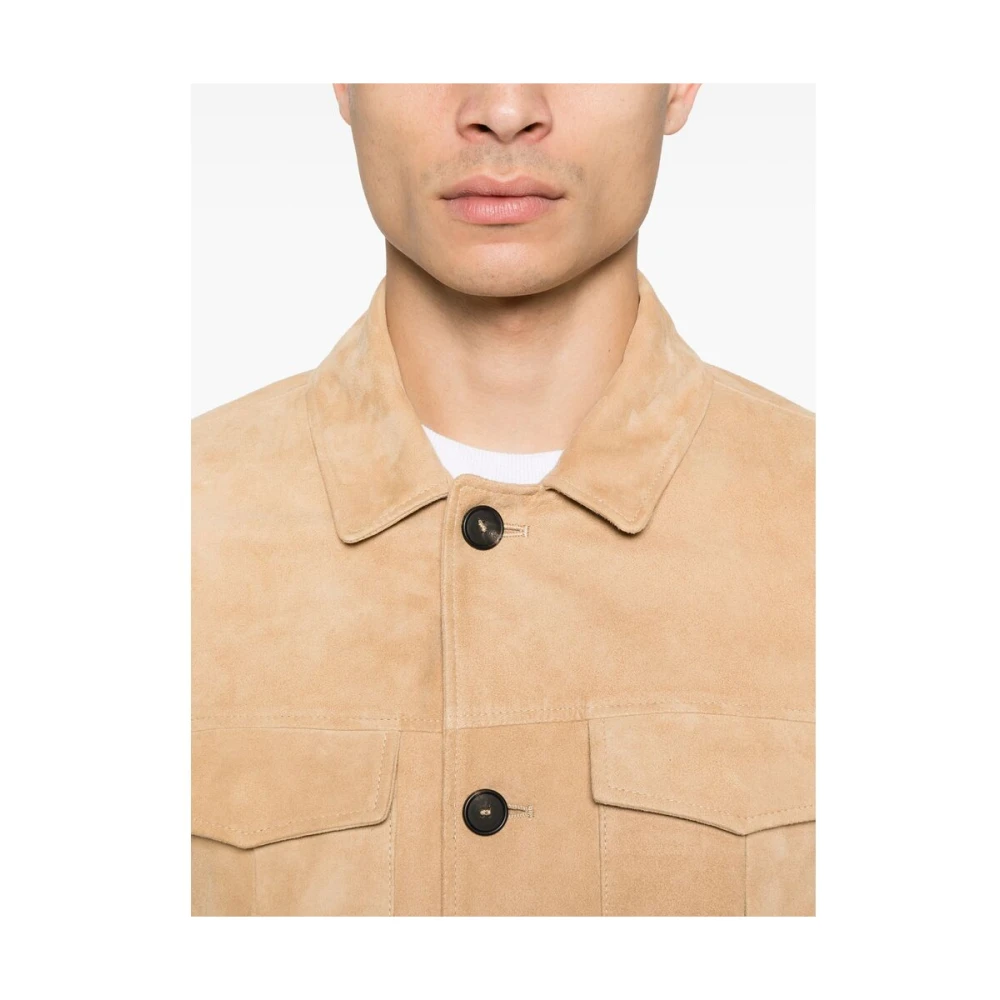 Tagliatore Leren Buitenbekleding Beige Heren