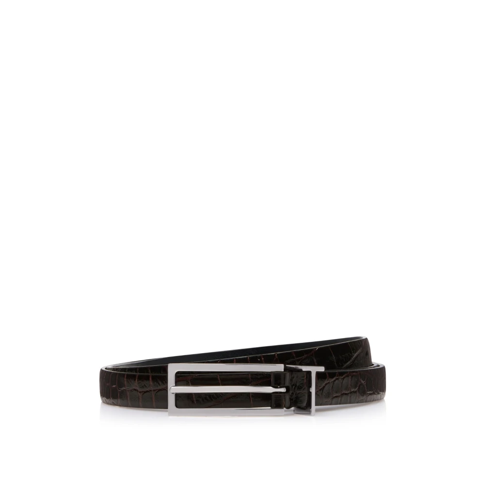 Tom Ford Men's Brown Belts, 100 Cm, Printed Croc Metal T Loop Belt