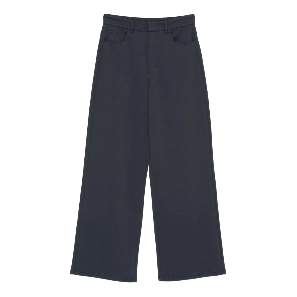 Max Mara Kvinno Blå Byxor Dam, L, Bomull, Jerseybyxor