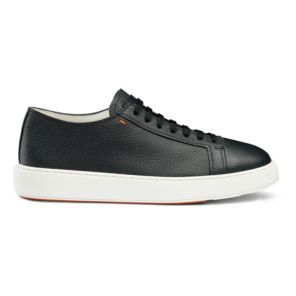 Santoni Men's Blue Sneakers, 5 Uk, Tumbled Leather Trainers