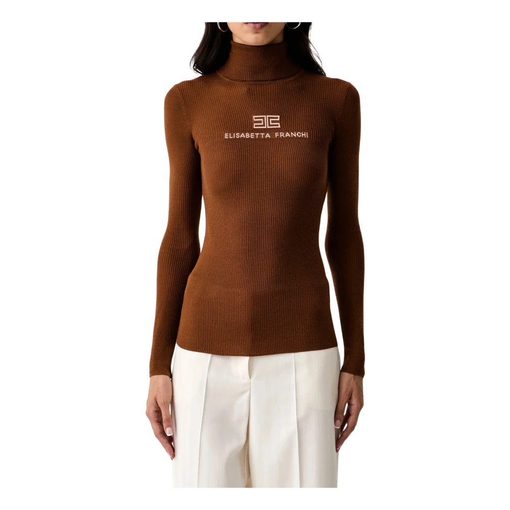 Elisabetta Franchi , Damen, Strickwaren, Braun, Xl