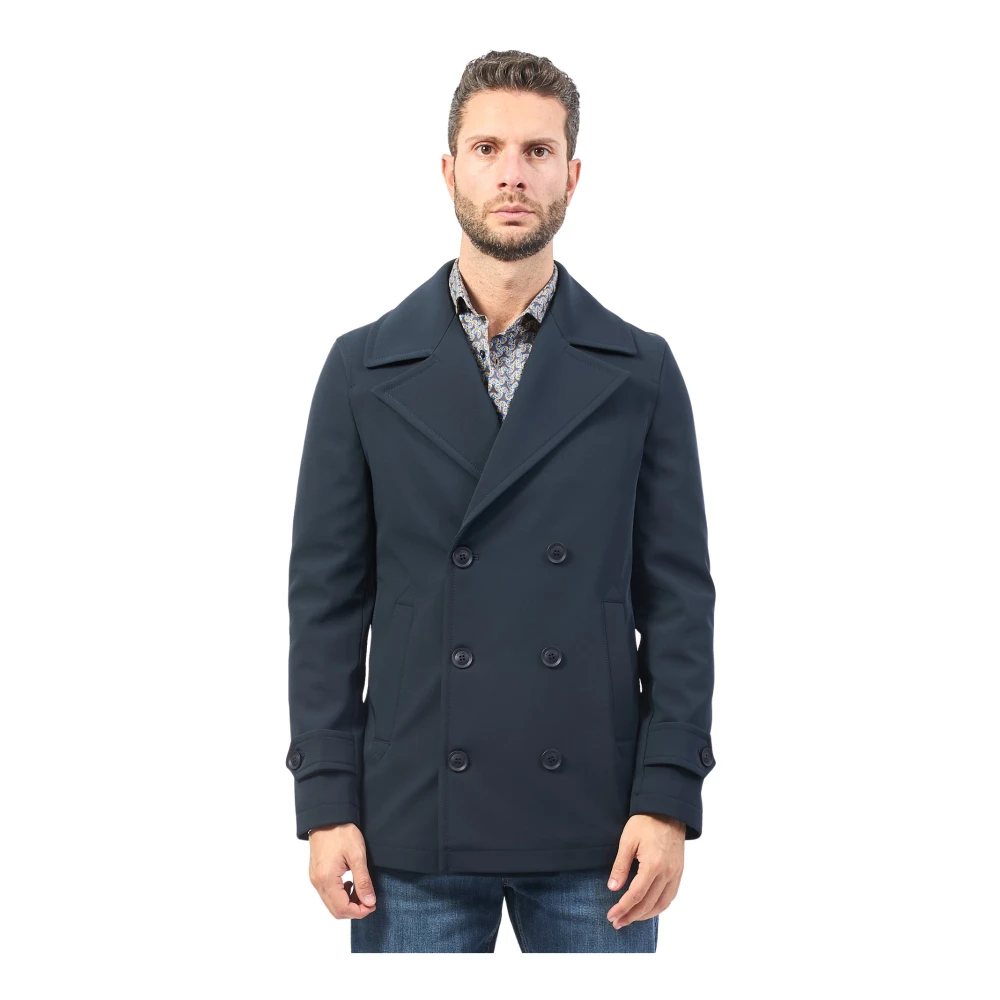 Mulish Blauwe dubbelrijige jas voor mannen Blue Heren