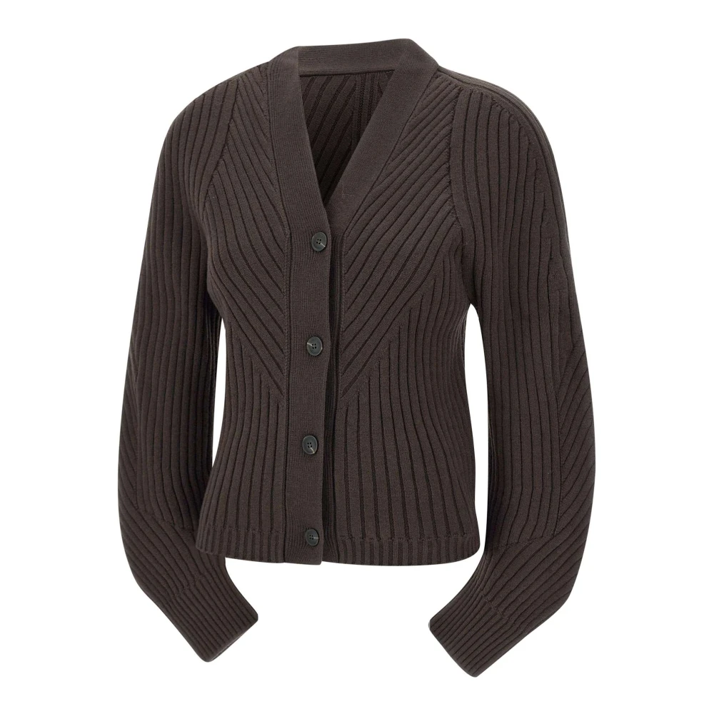 LOW Classic Bruine Wollen Blend Cardigan Sweater Brown Dames